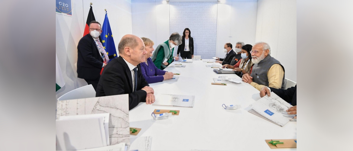  Prime Minister Narendra Modi with Former Chancellor Angela Merkel at the G20 Summit 2021 in Rome.
